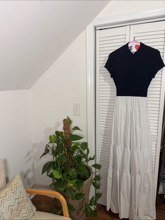 STAUD Dresses & Skirts - STAUD Black Bodice White Tiered Maxi Dress